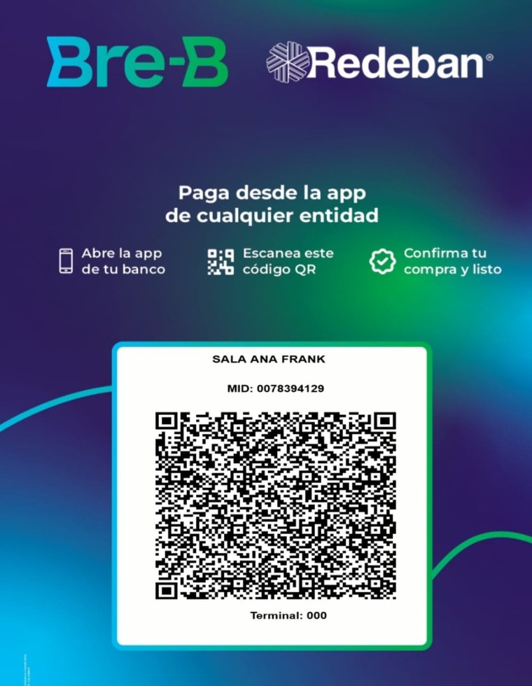 Código QR de Bre-B para donar a SALA ANA FRANK (MID 0078394129)